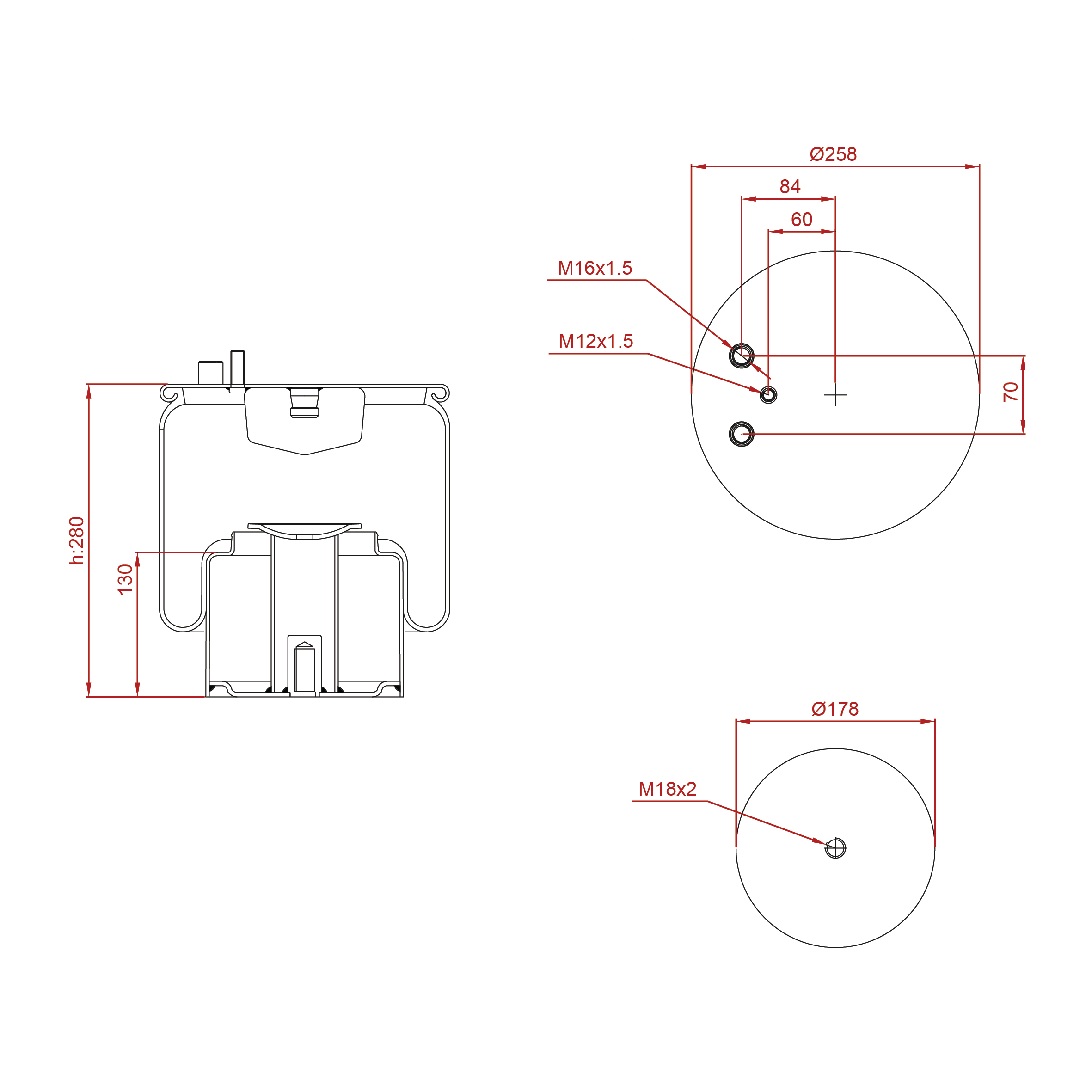 Пневмоподушка 4882N1P05 MAN TGA,TGX MD14882 K