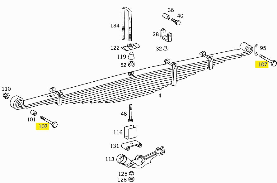 Болт ресори M22x153 N308765022008