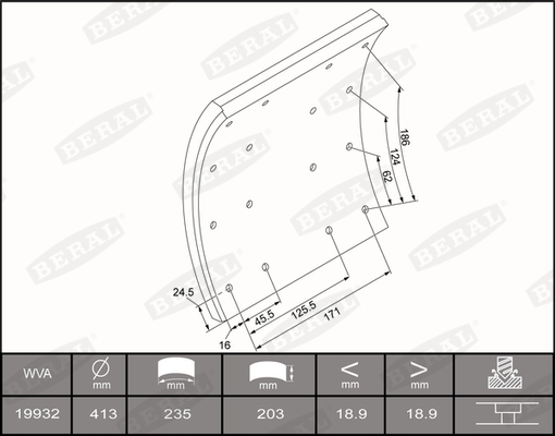 Накладки тормозные Scania K114 задние KBL19932.0-1660