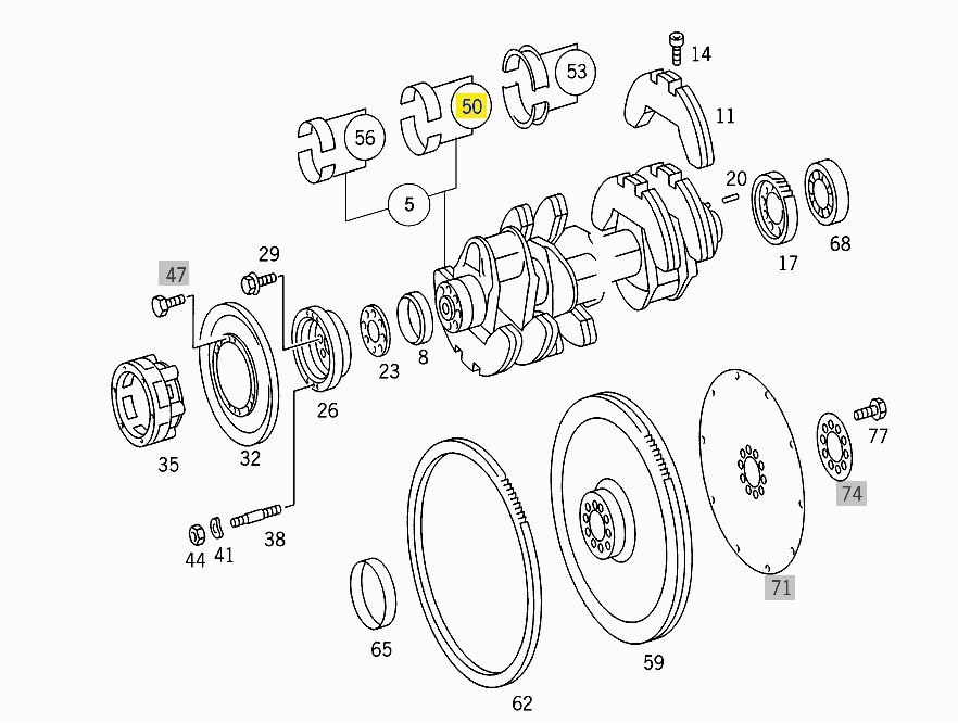 Вкладыши коренные Mercedes OM-442LA sputer шейка-осевая 442 030 22 40