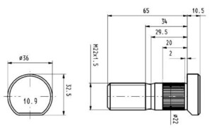 Шпилька колеса M22x75 MAN TGA-M-S-X перед 07-03-00-0231