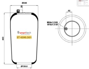 Пневмоподушка 4390N1 Mercedes без стакана ST4390.S01