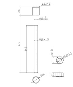 Болт ресори M12х170 MAN стяжний NAB12170-001
