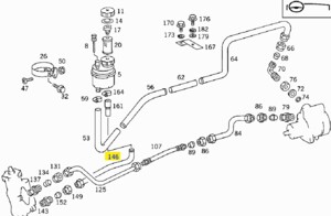 Power steering lubrication tube Mercedes 814 OM-366 674 460 04 88