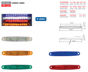 Ліхтар габаритний LED 9 діодів  червоний 100x17x10 YP-117R