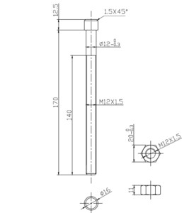 Болт рессоры M12x170 Mercedes, MAN стяжной NAB12170-000