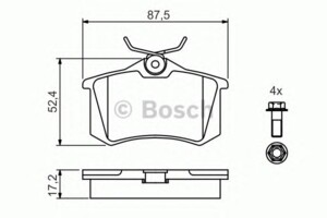 Колодки тормозные задние VW Caddy 2004-2008 0 986 461 769